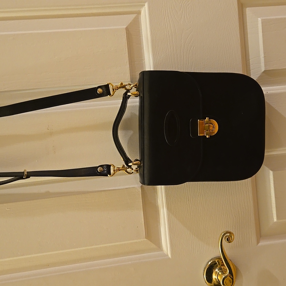 CLASSIC BLACK LEATHER OROTON SHOULDER BAG PURSE 👜 👛 9"×8"×2"